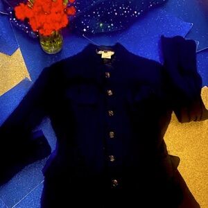 COMME DES GARÇON RUFFLED FALL WOOL DEEP NAVY BLUE BLAZER WINTER Coat CLASSIC M